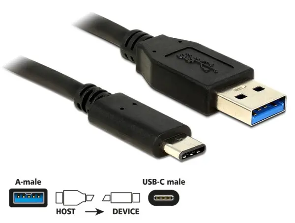 Delock Kabel SuperSpeed USB 10 Gbps (USB 3.1, Gen 2) Typ A samec > USB Type-C samec 1 m černý