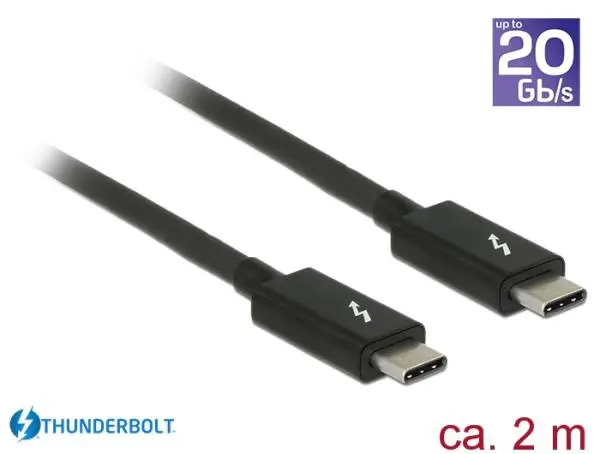 Delock Thunderbolt 3 (20 Gb/s) USB-C kabel samec > samec pasivní 2,0 m 3 A černý