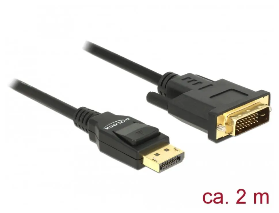 Delock Kabel DisplayPort 1.2 samec > DVI 24+1 samec pasivní 4K 30 Hz 2 m černý