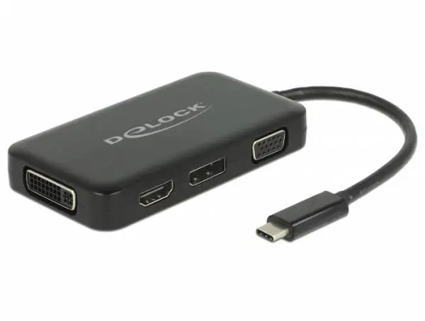Delock Adaptér USB Type-C Stecker > VGA / HDMI / DVI / DisplayPort samice černý