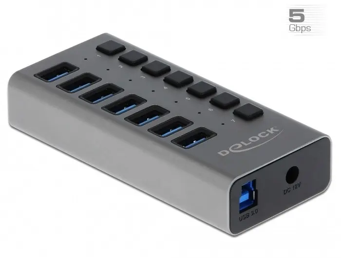 Delock Externí SuperSpeed USB Hub se 7 porty + vypínač