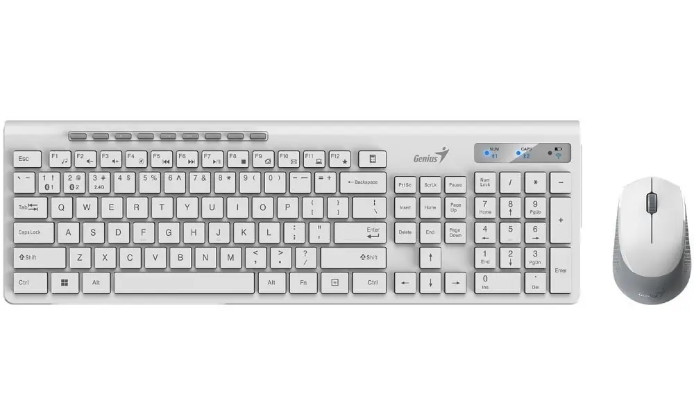 GENIUS SlimStar 8230/ Bezdrátový set Bluetooth + 2,4GHz/ připojení až 3 zařízení/ USB/ bílá/ CZ+SK layout