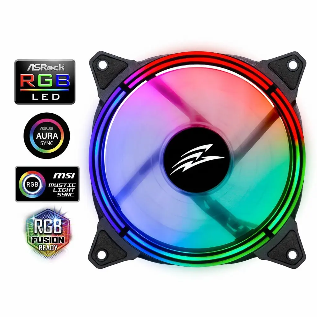 EVOLVEO 12RS, ventilátor, 120mm, 4pin molex, ARGB ring, slave, černý