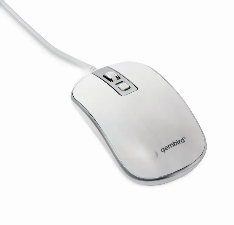 GEMBIRD myš MUS-4B-06-WS, drátová, optická, USB, bílá/stříbrná