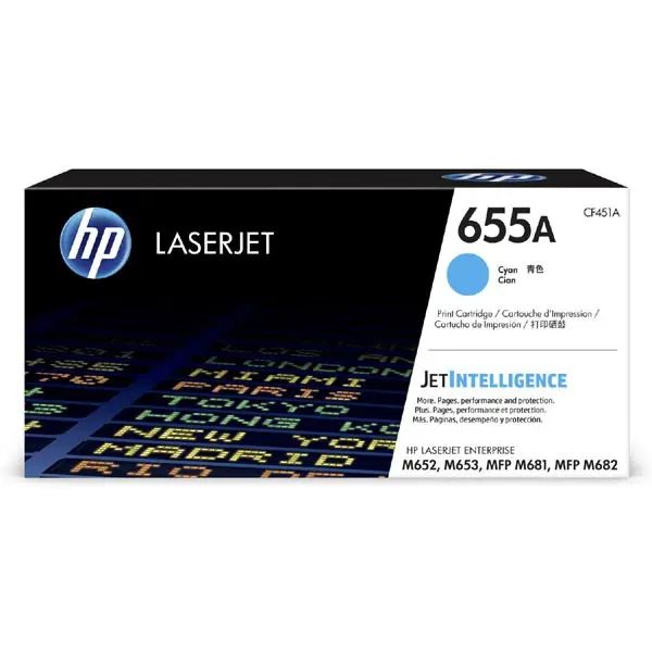 HP 655A Cyan Original LaserJet Toner Cartridge (CF451A) (10,500 pages) CF451A