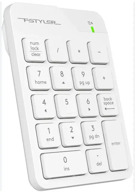A4tech FSTYLER bezdrátová numerická klávesnice, USB nano, bílá