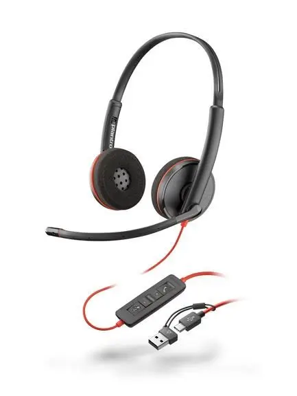 Poly Blackwire 3220 náhlavní souprava, USB-C/A adaptér, stereo