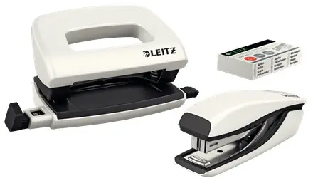 LEITZ Set mini sešívačky a děrovačky WOW, perleťová bílá