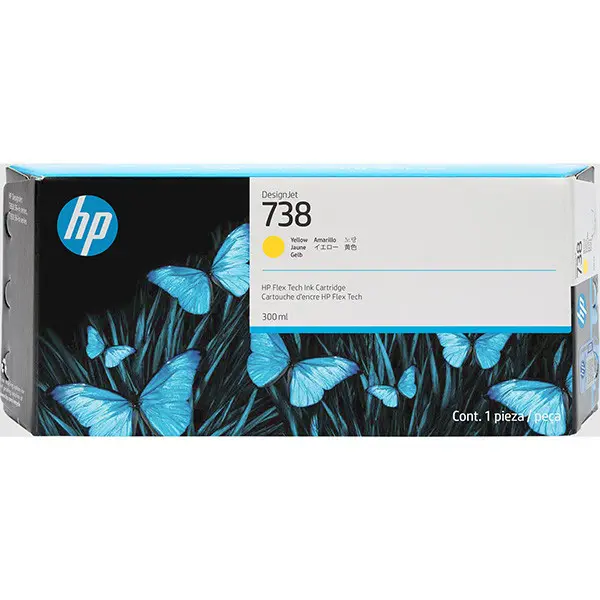 HP 738 300-ml Yellow DesignJet Ink Cartridge 676M8A