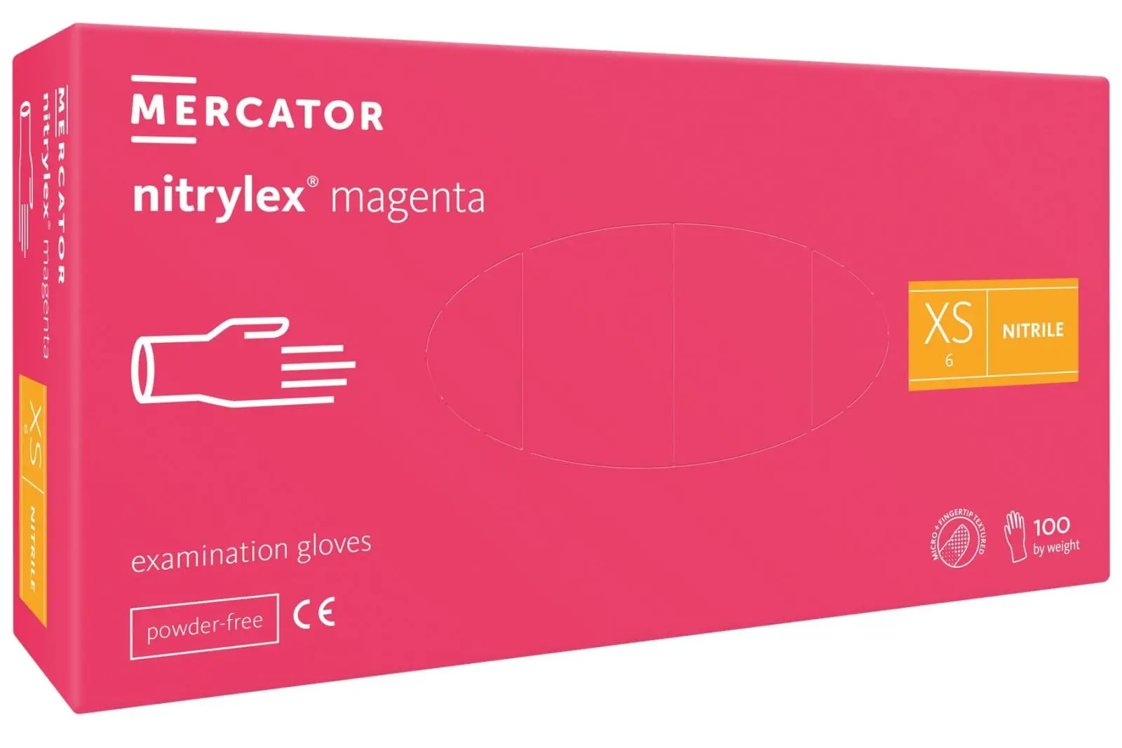 NITRYLEX MAGENTA - Nitrilové rukavice (bez pudru), 100 ks, XS