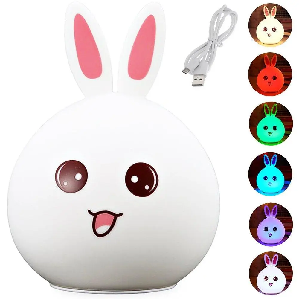 Dětská noční LED lampička KRÁLÍČEK + USB kabel