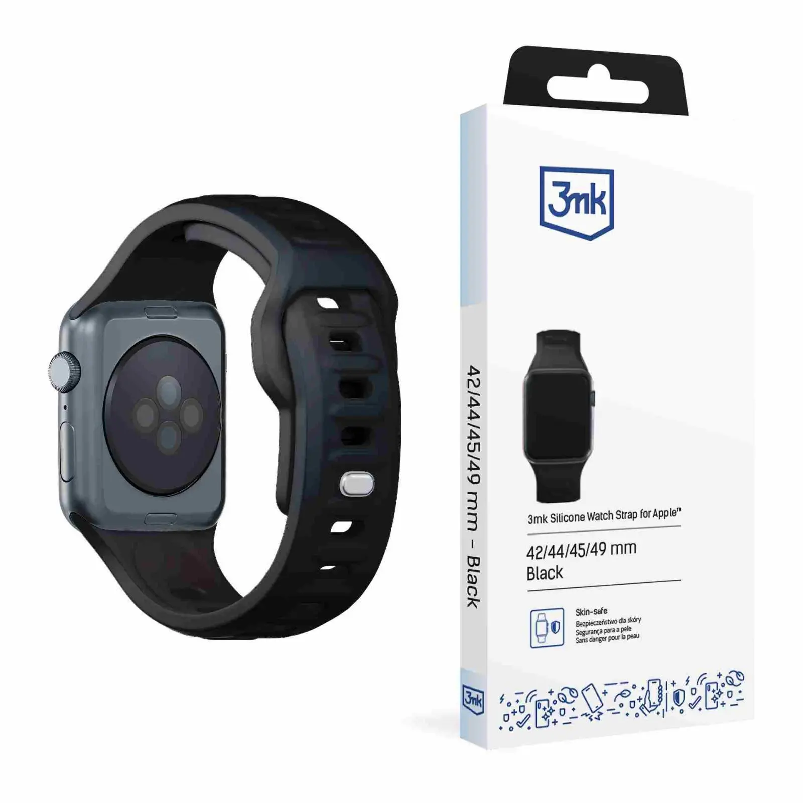 3mk řemínek Watch Strap pro Apple 42/44/45/49 mm Black