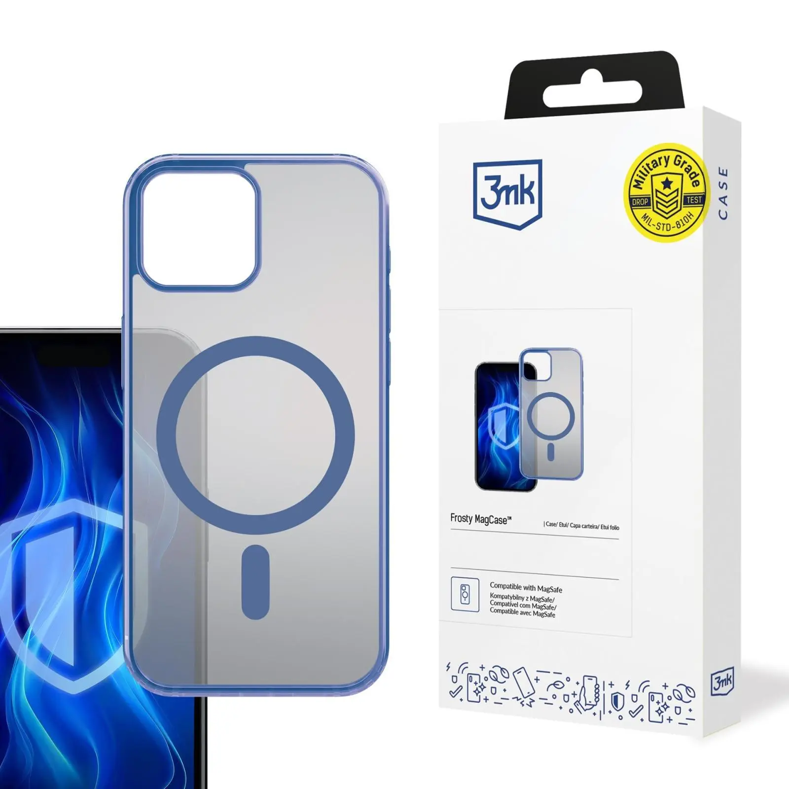 3mk ochranný kryt Frosty MagCase Blue pro Apple iPhone 15 Plus