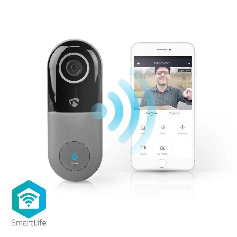 Nedis WIFICDP40CWT - Wi-Fi Smart Domovní Video Telefon | Cloud/ microSD / Onvif | IP65 | snímač pohybu | Bílá