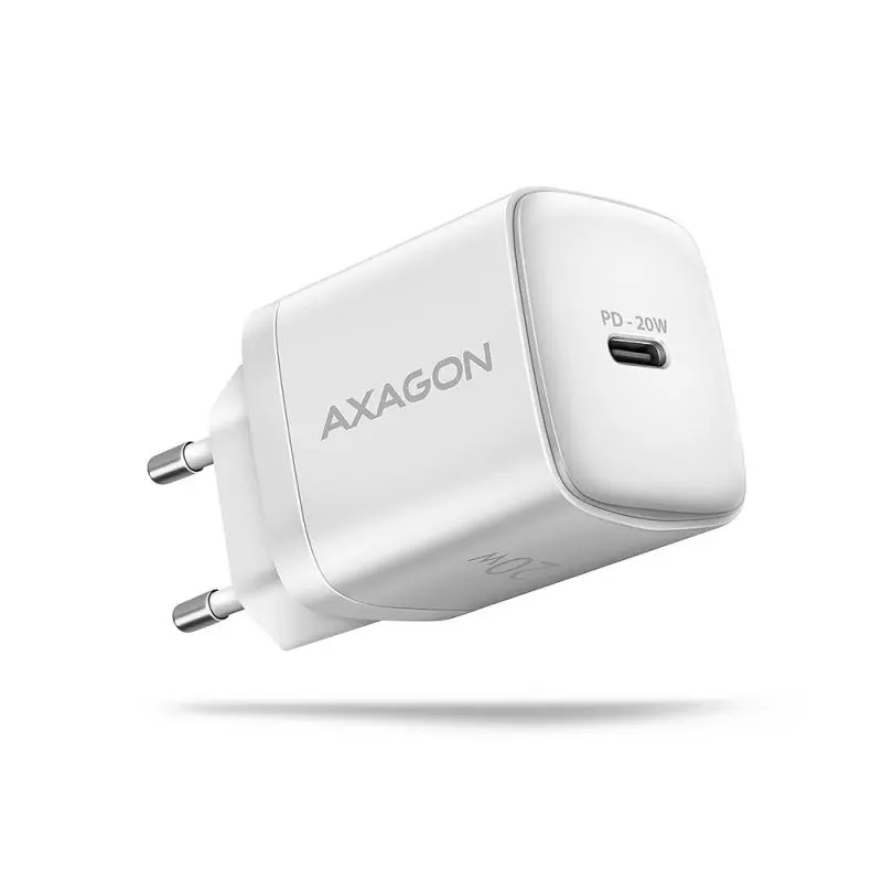 AXAGON ACU-PD20W, nabíječka do sítě 20W, 1x port USB-C, PD3.0/PPS/QC4/AFC/Apple, bílá