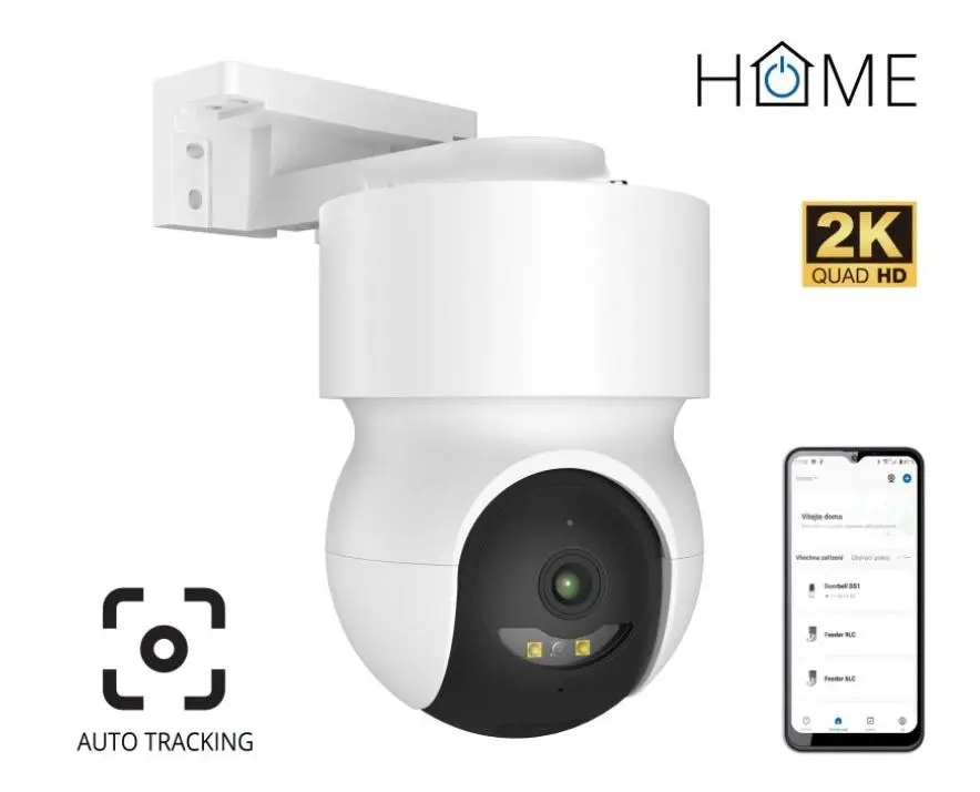 iGET HOME Camera CS8 White - WiFi 2K IP kamera otočná, noční vidění, audio, IP65, auto tracking