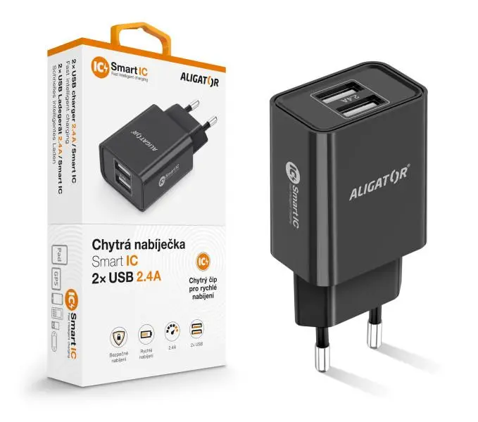 CD ALI s 2xUSB výstupem, 2,4A, smart IC, černá CHA0038