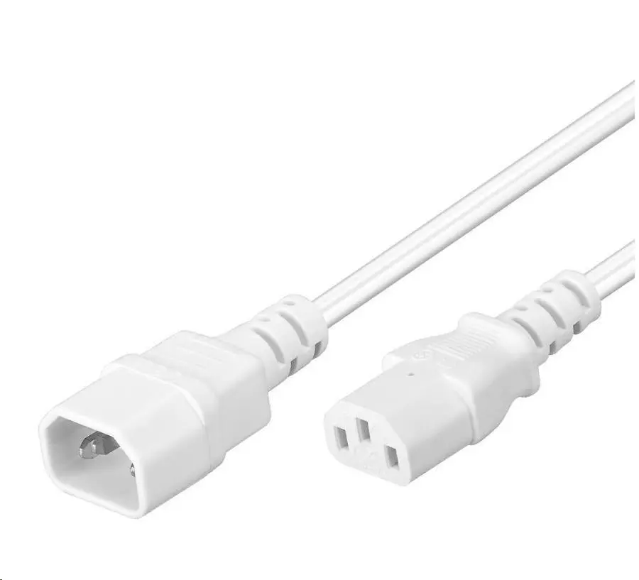 PREMIUMCORD Prodlužovací kabel síť 230V, C13-C14, bílý 1m