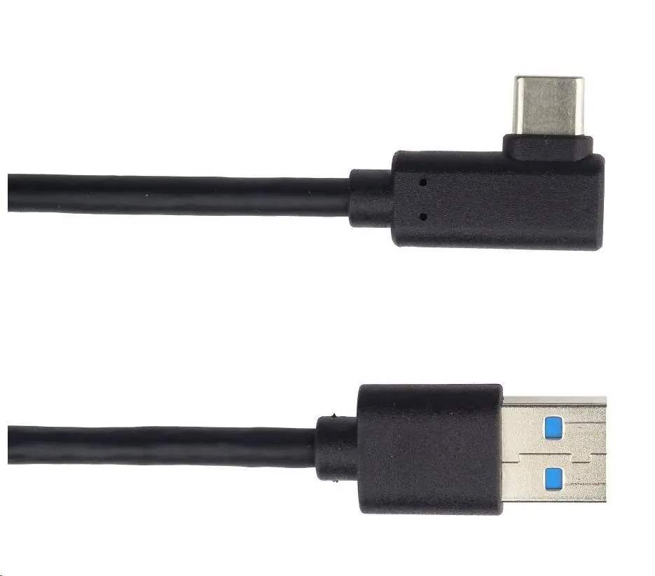 PREMIUMCORD Kabel USB typ C/M zahnutý konektor 90° - USB 3.0 A/M, 2m