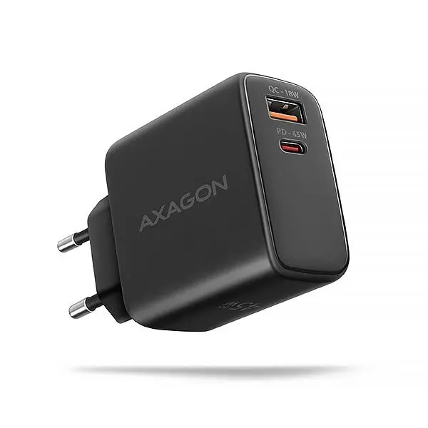 AXAGON ACU-PQ45 GaN nabíječka do sítě 45W, 2x port (USB-A + USB-C), PD3.0/PPS/QC4+/SFC 2.0/AFC/Apple, ACU-PQ45
