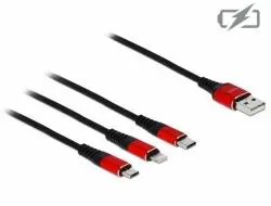 Delock Nabíjecí kabel USB 3 v 1 pro Lightning / Micro USB / USB Type-C, 1 m