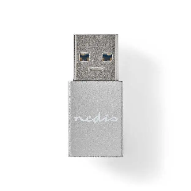 Nedis CCGB60925GY - USB-C Adaptér| USB 3.2 Gen 1 | USB-A Zástrčka | USB-C Zásuvka | 5 Gbps | Kulatý | Poniklované