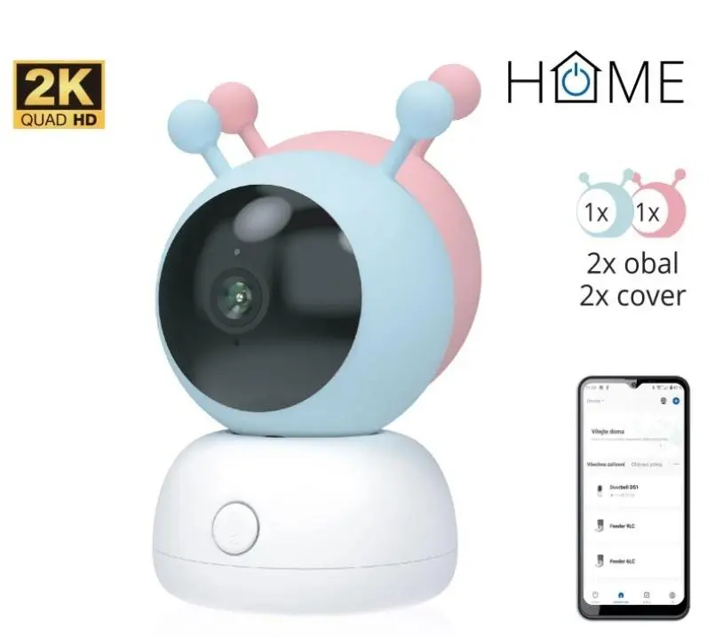 iGET HOME Camera CS2 Baby - WiFi 2K IP kamera a chůvička, noční vidění, audio, 2x obal, teplota
