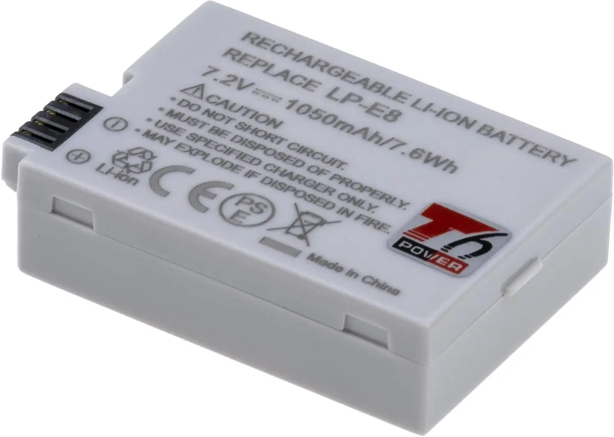 Baterie T6 power Canon LP-E8, 1050mAh, 7,6Wh, šedá