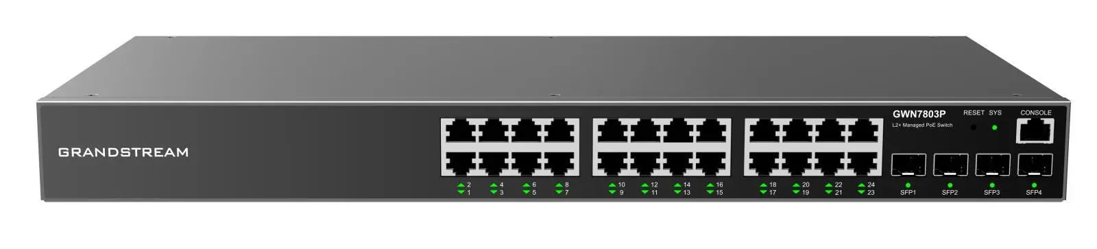 Grandstream GWN7803 L2+ Managed Network Switch 24x 1Gb RJ45, 4x SFP, DHCP, QoS, VLAN