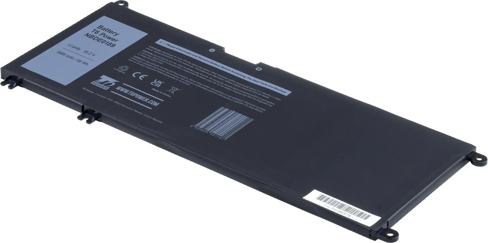 Baterie T6 Power Dell Insprion 7778, 7779, 7573, 7577, Latitude 3380, 3685mAh, 56Wh, 4cell, Li-pol