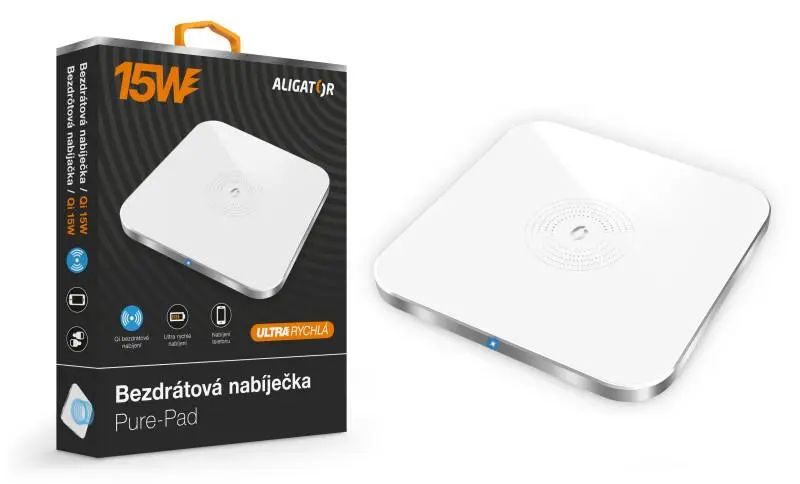 ALIGATOR bezdrátová nabíječka Aligator Pure-Pad 15W, bílá, CHQ005