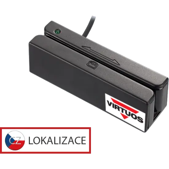 Třístopá čtečka magnetických karet MSR-100A, USB-COM, černá