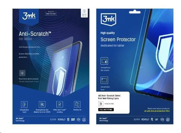 3mk All-Safe - AIO fólie Anti-Scratch Full Wet Fitting Tablet, 5 ks