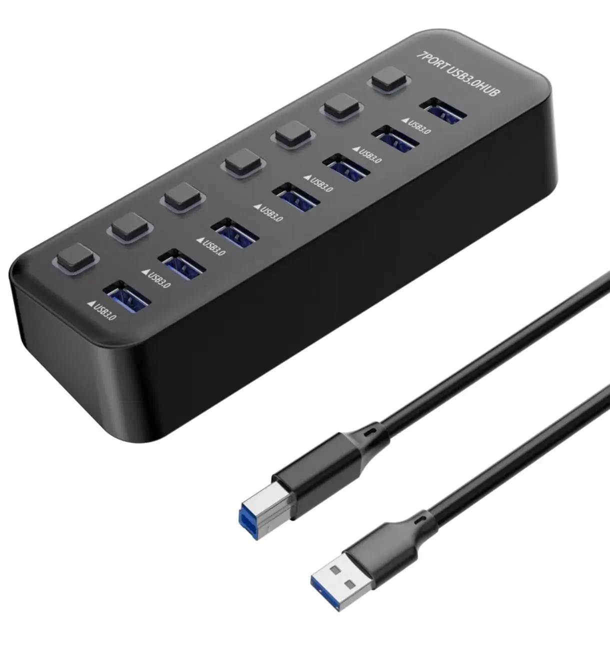 PremiumCord USB 3.2 Superspeed HUB 7-portový s vypínači portů