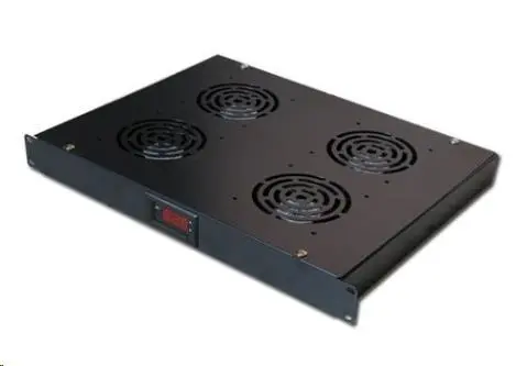 19" ventilační jednotka XtendLan, 4 ventilátory, LCD display, termostat, hloubka 350mm, černá