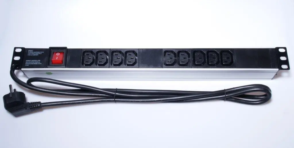 PremiumCord Panel napájecí do 19" racku 1U, 9xIEC (C13), 2m kabel,vypínač