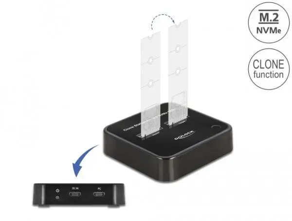 Delock Dokovací stanice M.2 pro 2 x SSD M.2 NVMe PCIe s funkcí klonování