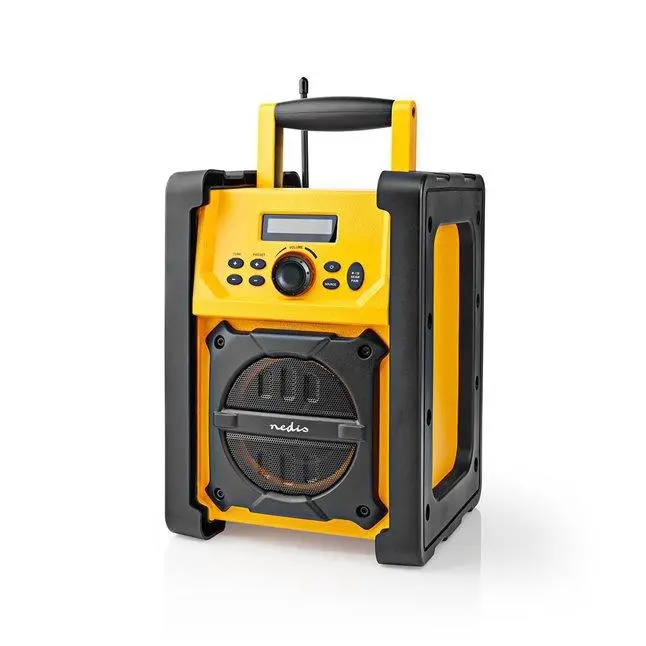 Nedis RDFM3100YW - FM Rádio na staveniště | 15 W | Bluetooth® | IPX5 | Držadlo | Černá / Žlutá