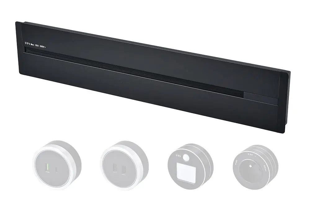 Zásuvková lišta - zápustná Viking LZ60B/230V,50Hz/60cm délka/černá/až 7 modulů/IP20/hliník/zápustná