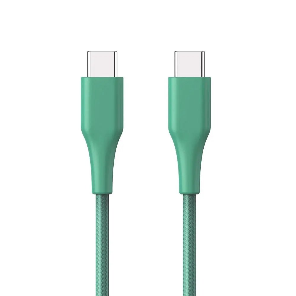 ER POWER Odolný opletený kabel USB-C - USB-C, 1,2 m, zelený