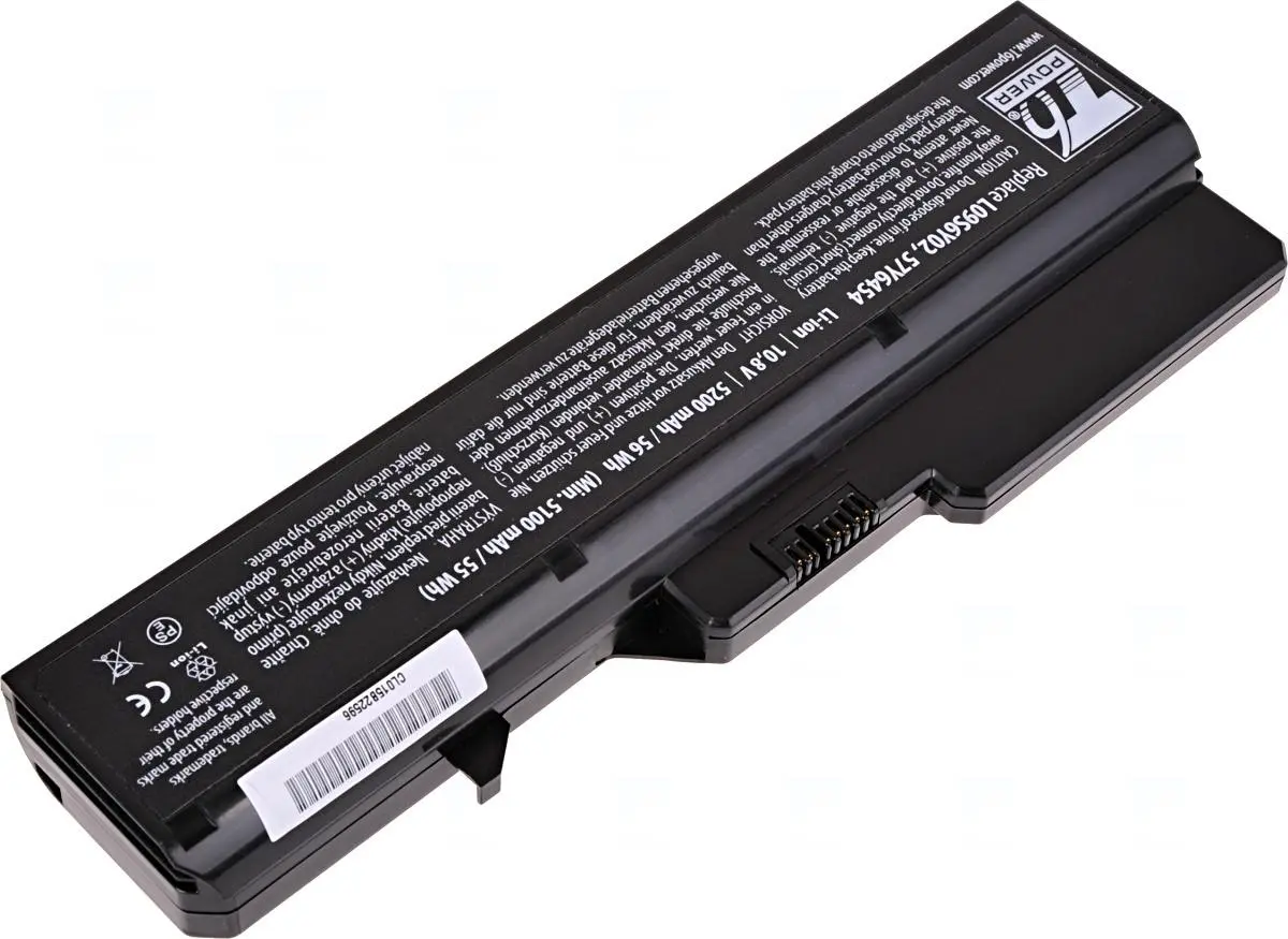 Baterie T6 Power pro Lenovo IdeaPad G460, G465, G470, G475, G560, G565, G570, 5200mAh, 58Wh, 6cell