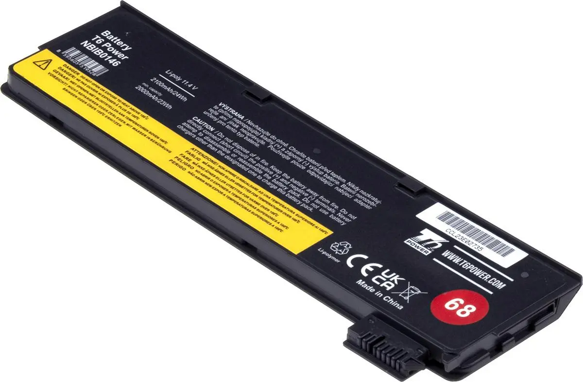 Baterie T6 Power pro Lenovo ThinkPad T440s, T450s, T460p, T470p, T550, 68, 2100mAh, 24Wh, 3cell
