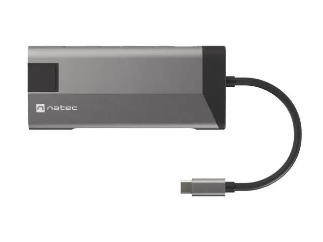 Natec multiport adaptér FOWLER PLUS HUB 8v1, USB 3.0 3X, HDMI 4K, USB-C PD, RJ45, SD, MICRO NMP-1690
