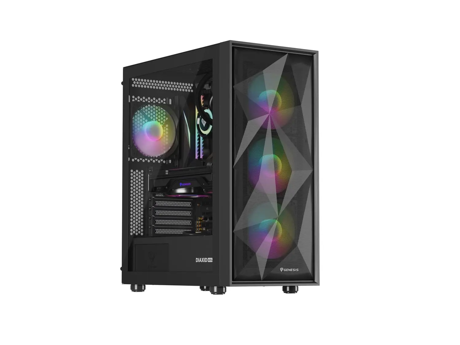 Počítačová skříň Genesis DIAXID 605 ARGB/Midi Tower/Transpar./Černá