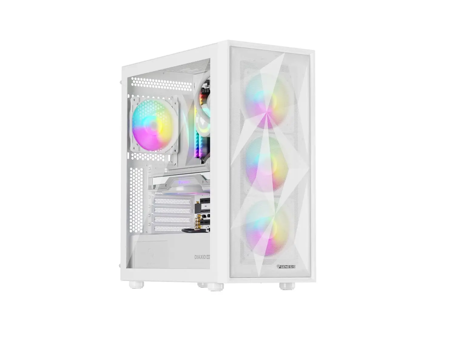 Počítačová skříň Genesis DIAXID 605 ARGB/Midi Tower/Transpar./Bílá