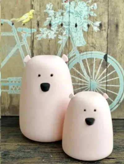 Rabbit & Friends Dotyková lampička medvídek | růžová
