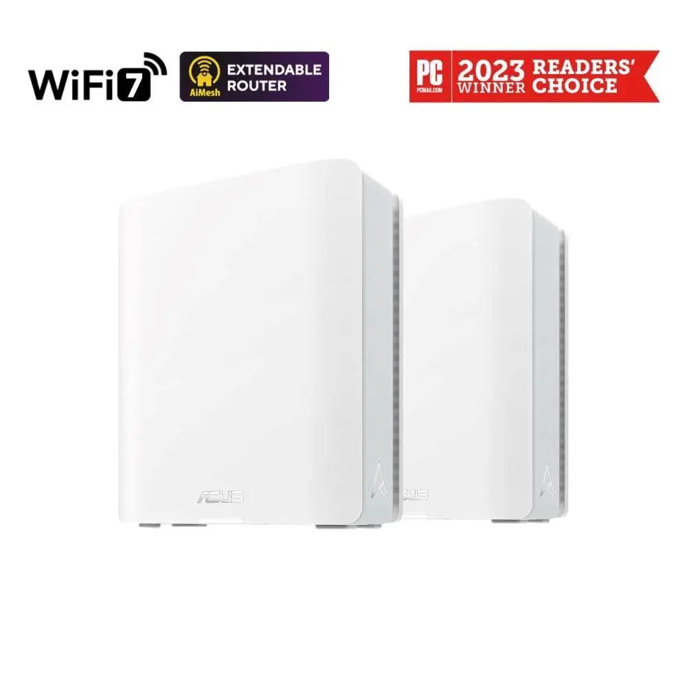 ASUS ZenWifi BT8 2-pack, WiFi7 Extendable Router, AiMesh, 1x WAN, 3x LAN, 1x 3.0