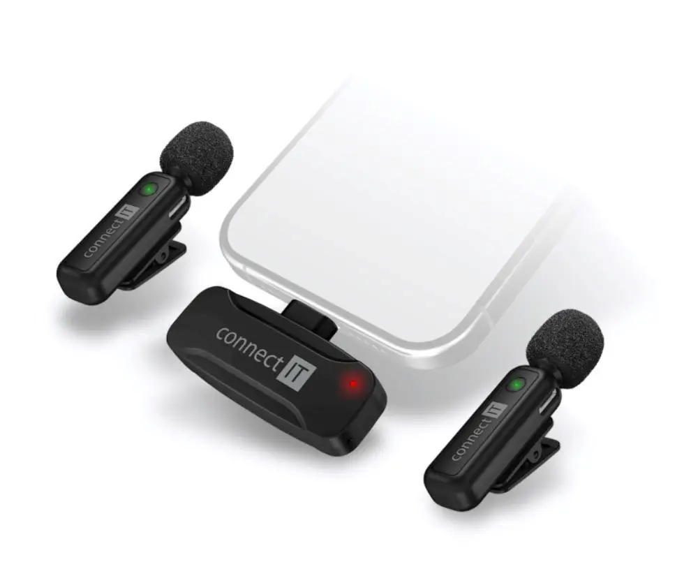 CONNECT IT Lavalier bezdrátový mikrofon s USB-C (set) černý
