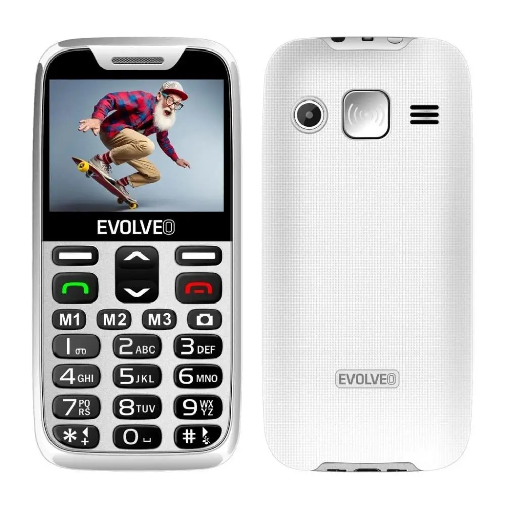 EVOLVEO EasyPhone XR, mobilní telefon pro seniory s nabíjecím stojánkem, bílá, EP-601-XR-WH
