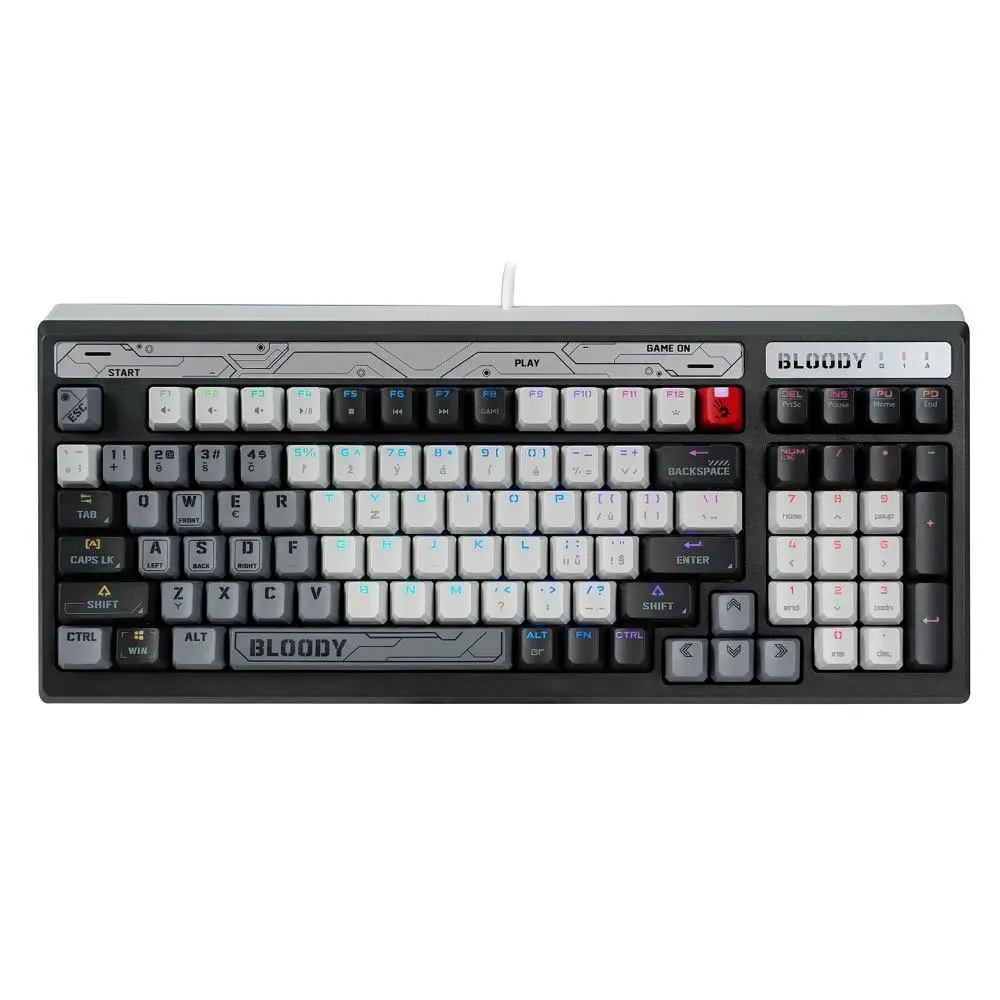 A4tech Bloody B950 podsvícená mechanická herní klávesnice RGB, Brown Switch, USB, CZ, šedá